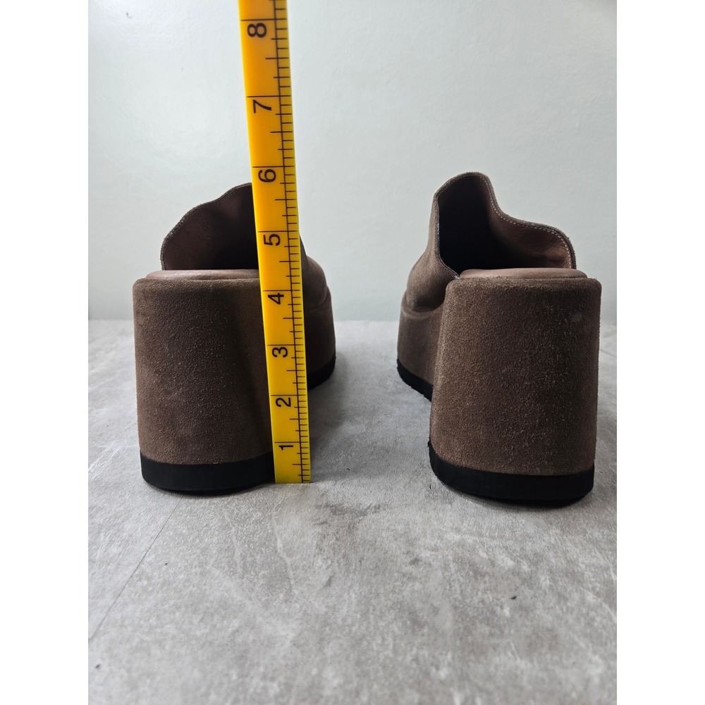 Free People Avery Platform Wedge Mules Sz 7.5 Brown Suede Chunky Clogs Retro Y2K - Picture 4 of 11
